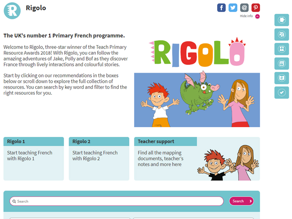Home screen from the UK's number 1 Primary French Programme
