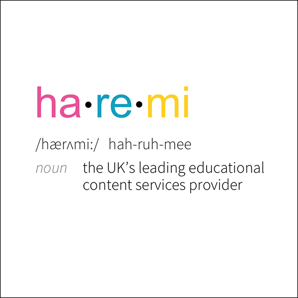 A dictionary entry for the word haremi: hah-ruh-mee. noun. the UK's leading educational content services provider